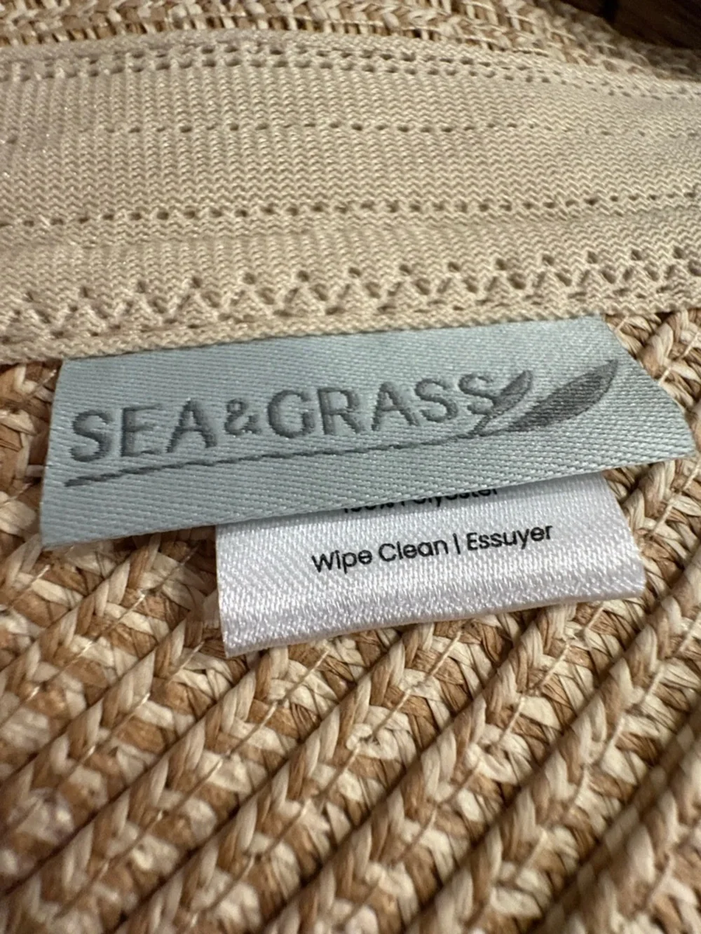Sea & Grass Straw Visor Navy Ribbon Tie Coastal Preppy Sun Hat